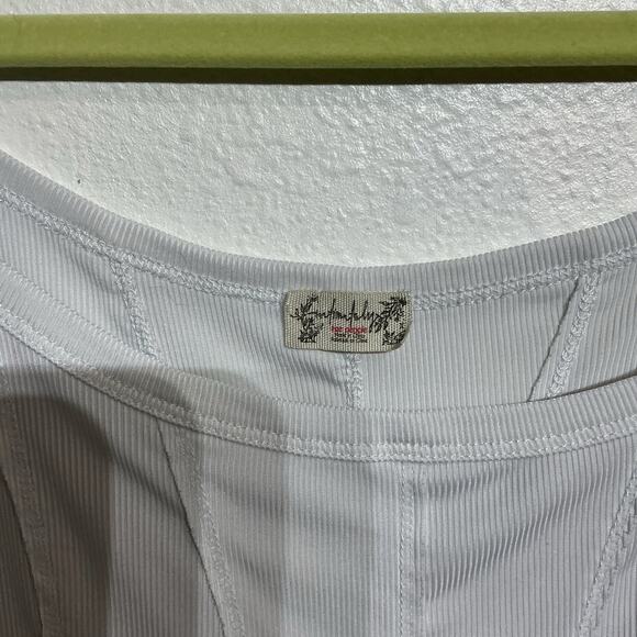 Free People Intimately White Ribbed Thong Bodysuit Sz M - Picture 7 of 14